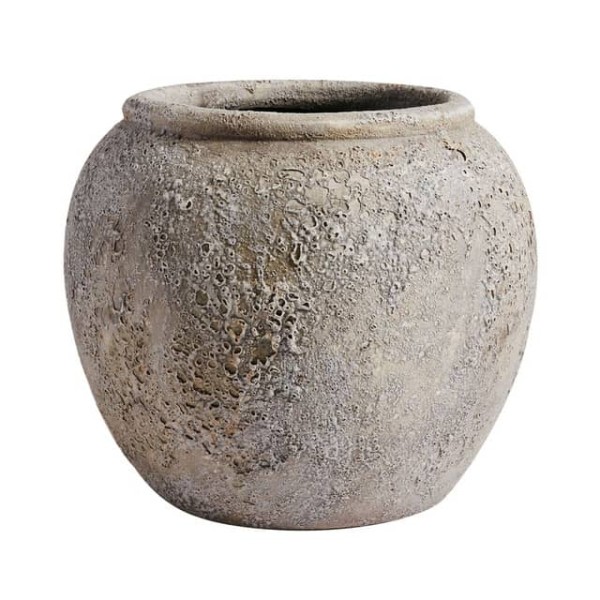 Szara osłonka do kwiatów wazon Luna Grey Bowl z terakoty - Muubs