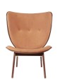 Fotel drewniany tapicerowany Elephant Lounge, Dark Smoked Dunes Cognac skóra - NORR11