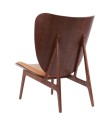Fotel drewniany tapicerowany Elephant Lounge, Dark Smoked Dunes Cognac skóra - NORR11
