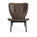 Fotel drewniany tapicerowany Elephant Lounge, Black Dunes Dark Brown skóra - NORR11