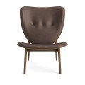 Fotel drewniany tapicerowany Elephant Lounge, Light Smoked Dunes Dark Brown skóra - NORR11