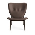 Fotel drewniany tapicerowany Elephant Lounge, Dark Smoked Dunes Dark Brown skóra - NORR11