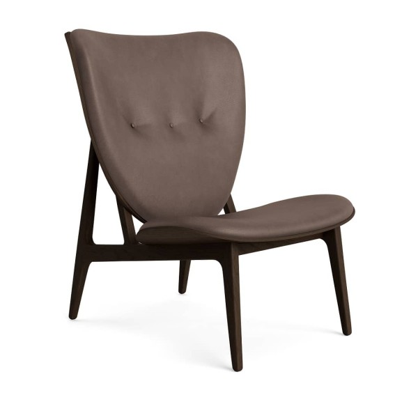 Fotel drewniany tapicerowany Elephant Lounge, Dark Smoked Dunes Dark Brown skóra - NORR11