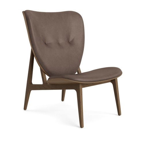 Fotel drewniany tapicerowany Elephant Lounge, Light Smoked Dunes Dark Brown skóra - NORR11