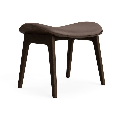 Taboret podnóżek z tapicerowanym siedziskiem Elephant Lounge drewno dębowe Dark Smoked skóra Dark Brown NORR11