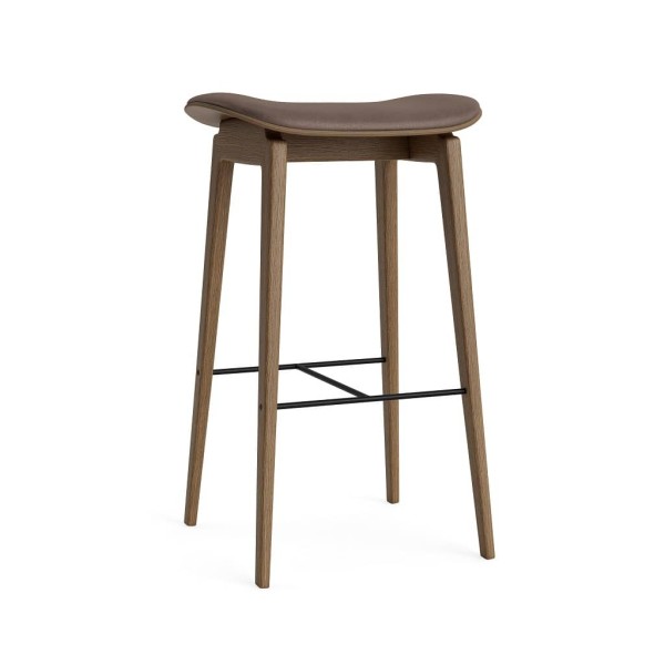 Stołek barowy NY11 65, dąb Light Smoked skóra Dunes Dark Brown - NORR11