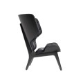 Fotel tapicerowany Mammoth drewno dębowe czarne Black skóra Dark Brown NORR11