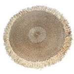 Naturalny okrągły dywan Fringed 150 z rafii - Bazar Bizar