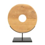 Drewniana dekoracja stojąca Teak Disc M z drewna tekowego - Bazar Bizar