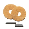 Naturalna dekoracja stojąca Teak Disc M z drewna tekowego BAZAR BIZAR