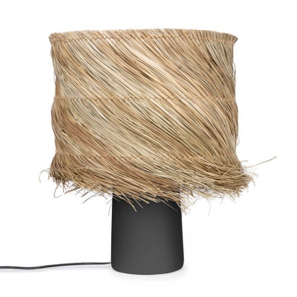 Czarna lampa stołowa Boho-Pandan z kloszem pandan - Bazar Bizar