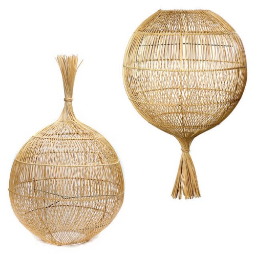 Duży rattanowy abażur do lampy sufitowej i podłogowej Wonton - Bazar Bizar
