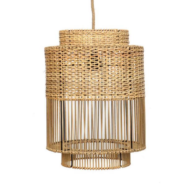 Rattanowy abażur do lampy sufitowej wiszącej Colonial - Bazar Bizar