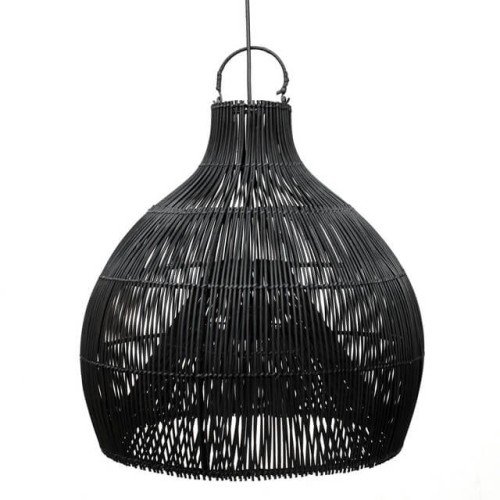 Czarny rattanowy abażur do lamp sufitowych Lobster - Bazar Bizar