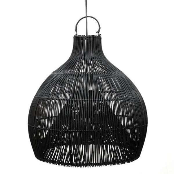 Czarny rattanowy abażur do lamp sufitowych Lobster - Bazar Bizar