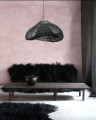Czarny rattanowy abażur do lamp sufitowych wiszących Cloud M - Bazar Bizar