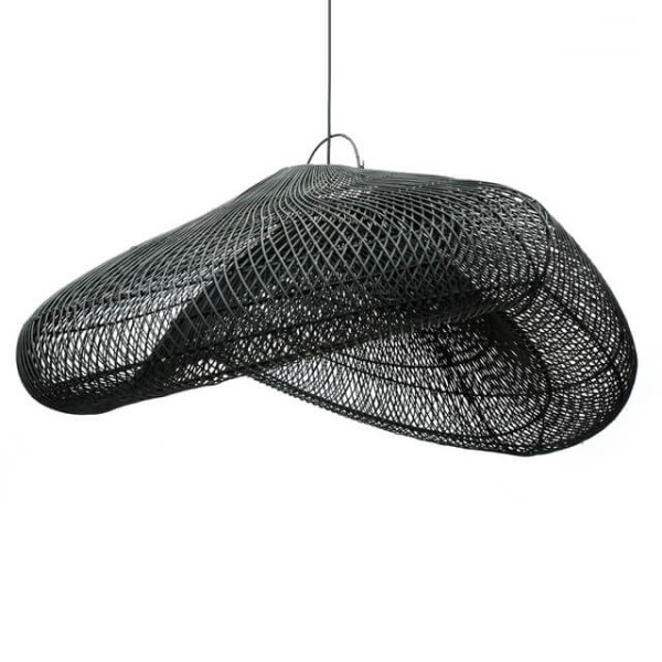 Czarny rattanowy abażur do lamp sufitowych wiszących Cloud XXL - Bazar Bizar