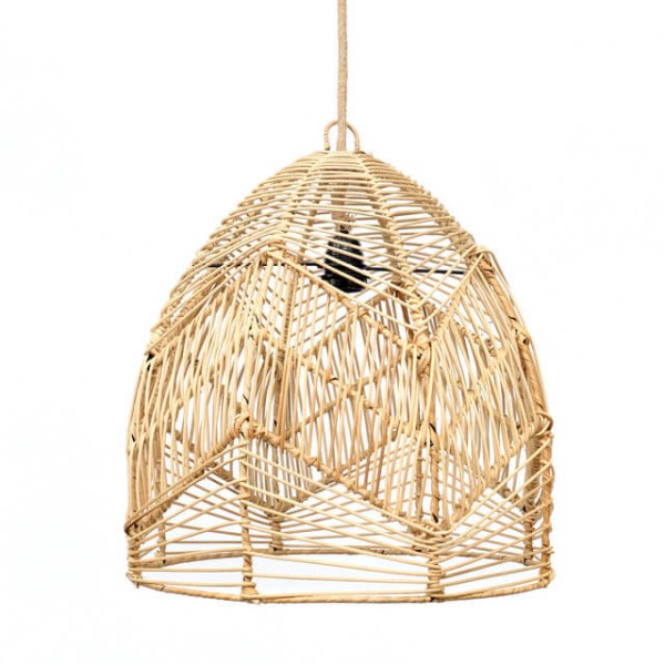 Ażurowy abażur rattanowy do lamp sufitowych wiszących Bala M, naturalny - Bazar Bizar