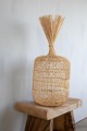 Duży naturalny rattanowy abażur Dumpling S do lampy podłogowej BAZAR BIZAR