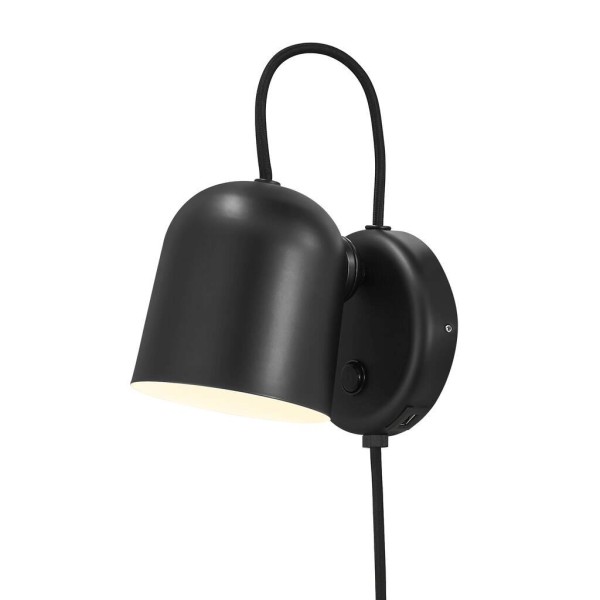 Czarny kinkiet nowoczesny Angle z portem USB do ładowania - DFTP by Nordlux