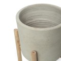 Kwietnik stojący Chalk Low szara terakota teak BAZAR BIZAR