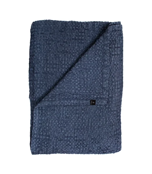 Niebieska narzuta na łóżko 160x260 Dani Indigo Oeko-Tex Gots HIMLA