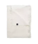 Biały pled 130x170 Merlin Off White len i wełna HIMLA