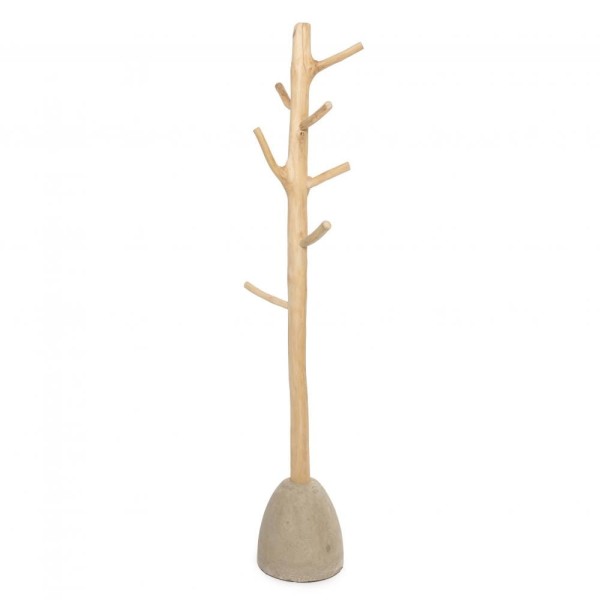Hall hanger in teak wood and concrete - Bazar Bizar