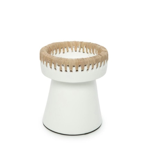 White modern candleholder Etty M terracotta - Bazar Bizar