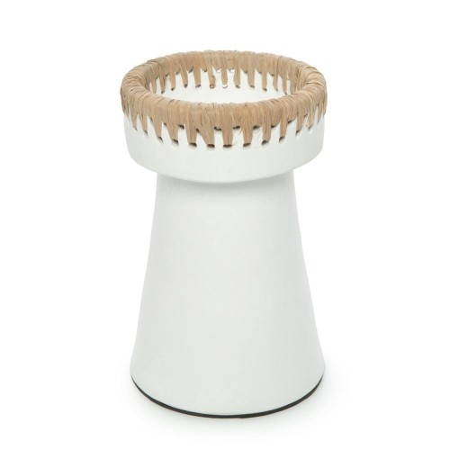 White modern candleholder Etty L terracotta - Bazar Bizar