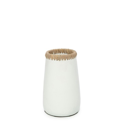 Narrow white terracotta vase Sneaky S - Bazar Bizar