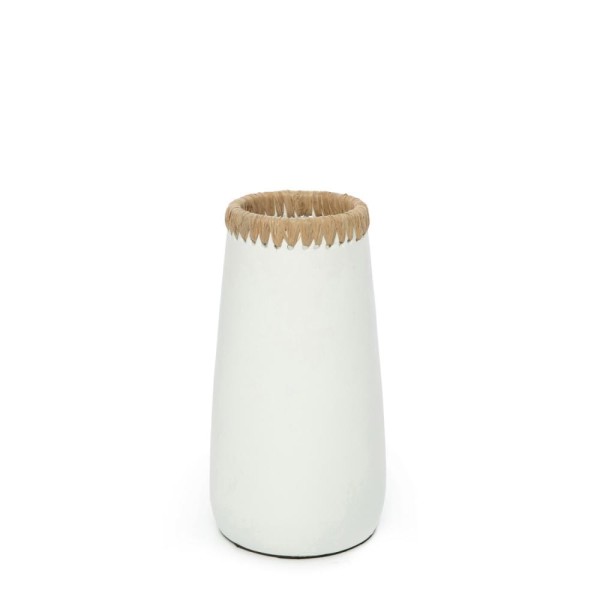 Narrow white terracotta vase Sneaky M - Bazar Bizar