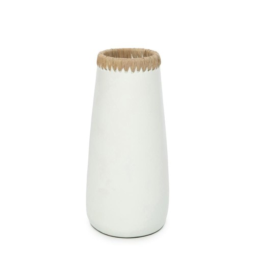 Narrow white terracotta vase Sneaky L - Bazar Bizar