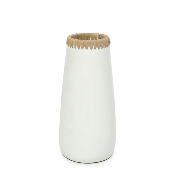 Narrow white terracotta vase Sneaky L - Bazar Bizar