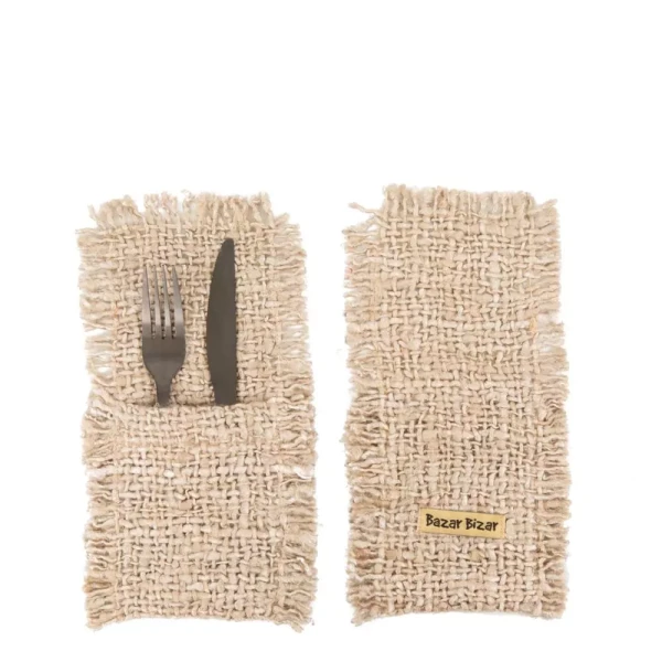 Cutlery pocket beige set of 4 - Bazar Bizar