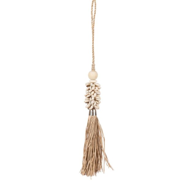 Chwost zawieszka Cowrie Raffia Tassel Natural BAZAR BIZAR