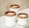White modern candleholder Etty M terracotta - Bazar Bizar
