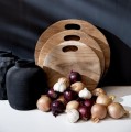 Solidna okrągła deska kuchenna Natural 30 z drewna tekowego BAZAR BIZAR