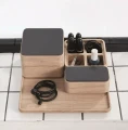 Pudełko drewniane z czterema przegródkami naturalne CreateMe 12 - Andersen Furniture