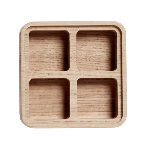 Pudełko drewniane z czterema przegródkami naturalne CreateMe 12 - Andersen Furniture