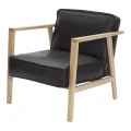 Fotel skórzany LC1 skóra naturalna czarna rama dąb naturalny bielony - Andersen Furniture