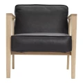 Fotel skórzany LC1 skóra naturalna czarna rama dąb naturalny bielony - Andersen Furniture