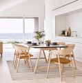 Krzesło drewniane tapicerowane AC2 dąb bielony siedzisko skóra cognac - Andersen Furniture