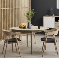 Krzesło drewniane tapicerowane AC2 dąb bielony siedzisko skóra czarna - Andersen Furniture