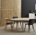 Krzesło drewniane tapicerowane AC2 dąb bielony siedzisko skóra czarna - Andersen Furniture