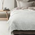 Narzuta na łóżko z lnu biała 160x260 Hannelin White - Himla