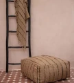 Pufa do siedzenia kwadratowa beżowa w paski Oh My Gee - Bazar Bizar