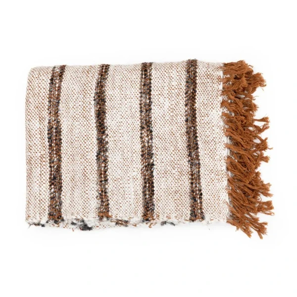 Cotton plaid blanket 130x170 S'il Bohemian White - Bazar Bizar