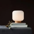 Lampa stołowa szklana Milford z drewnianą podstawą - Nordlux