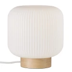 Lampa stołowa szklana Milford z drewnianą podstawą - Nordlux